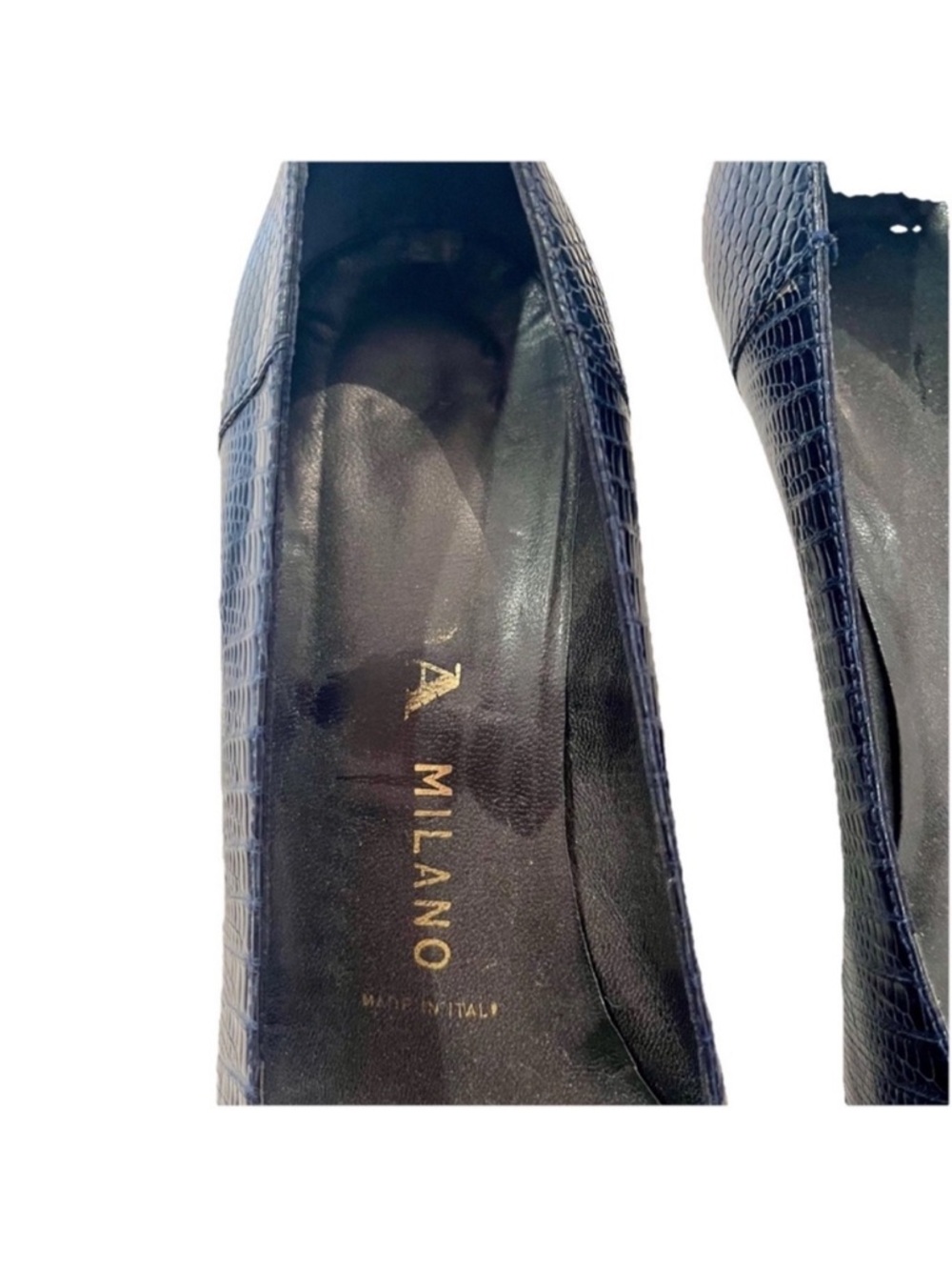 PRADA Exotic Genuine Lizard Size 38 (7.5 US) Navy Blue Heeled Pumps - Picture 8 of 11